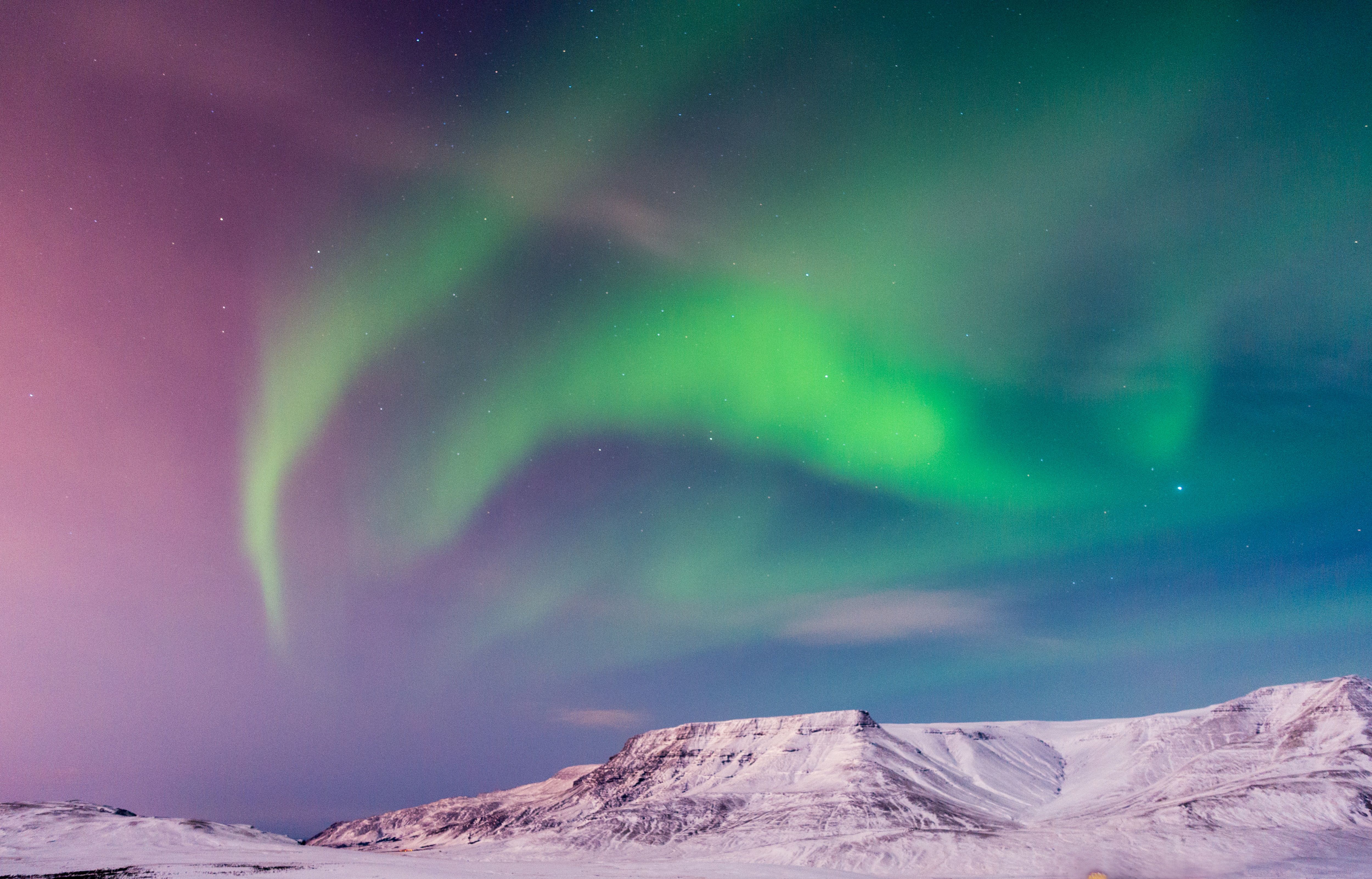 Iceland's northern lights in winter