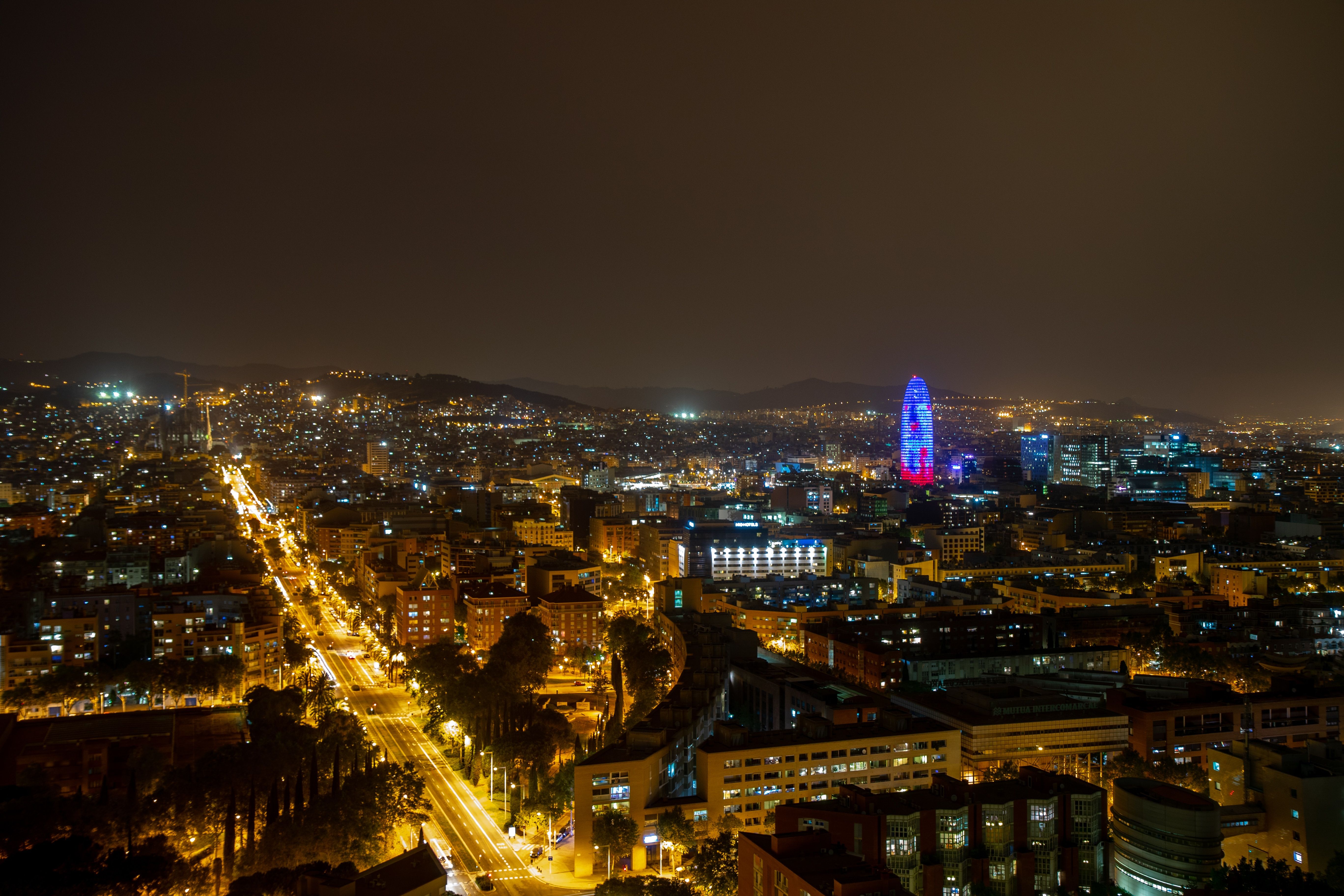 Beautiful view of Barcelona at night  