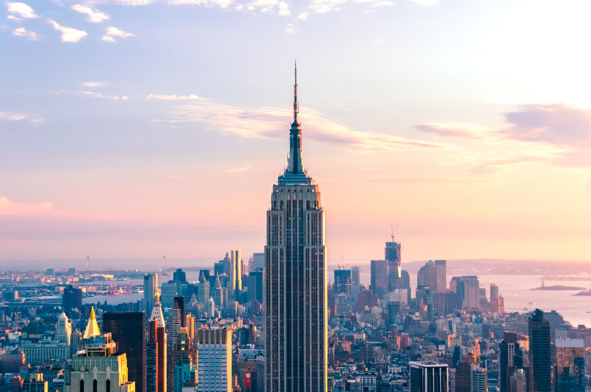 View of the Empire State Building in the New York City skyline