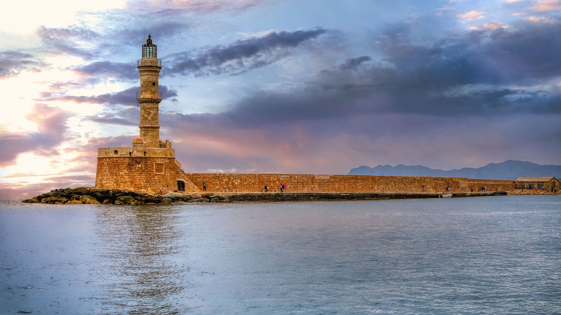 Lighthouse at the Venetian Harbor in Chania, Crete, Greece