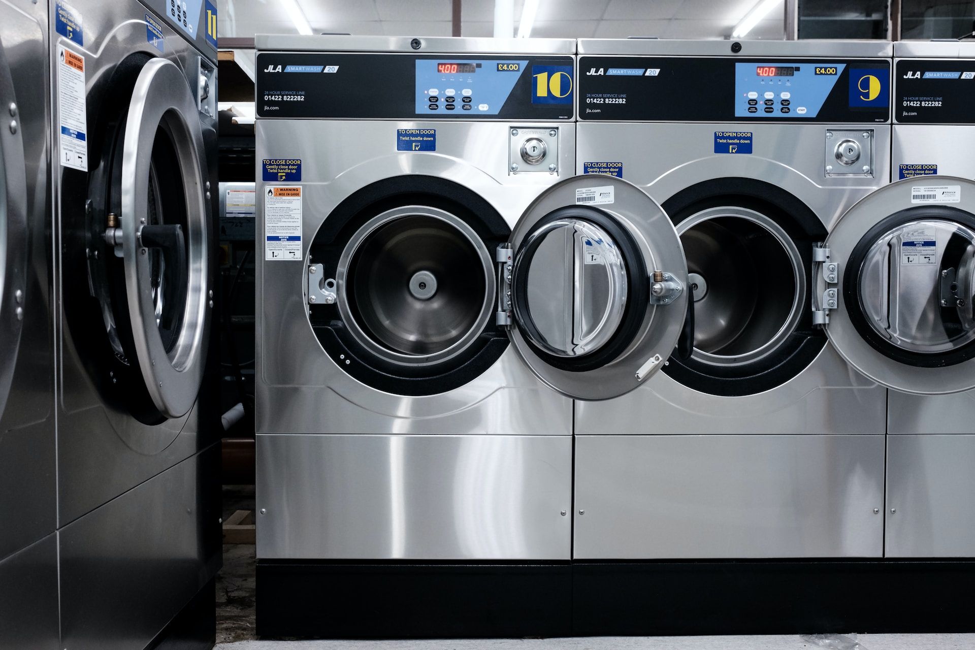 A row of laundry machines