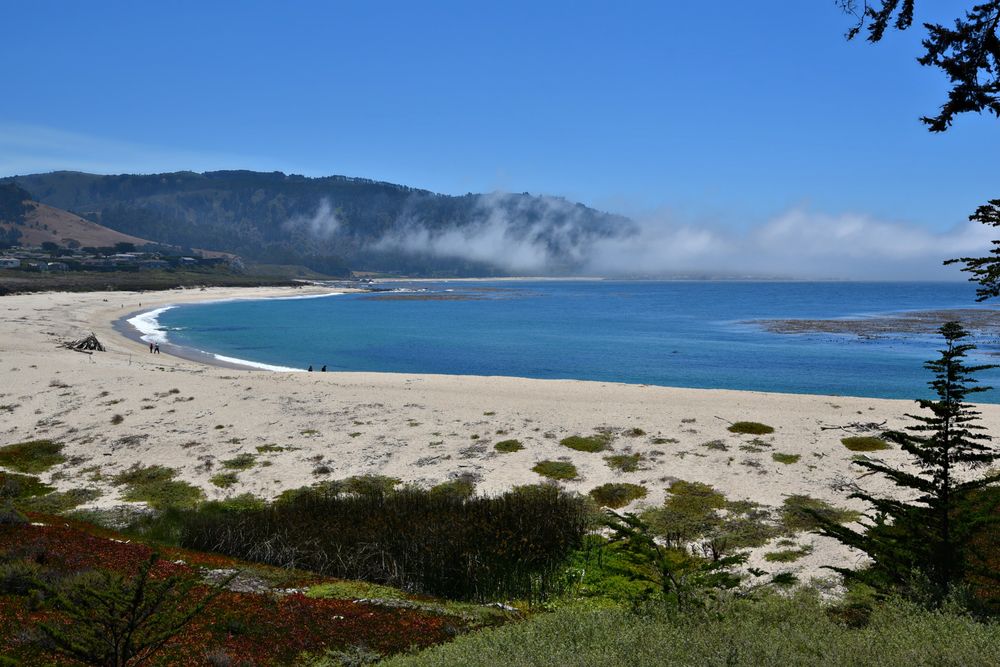 Panoramic view of Carmel River State Beach at Carmel by the Sea, California
