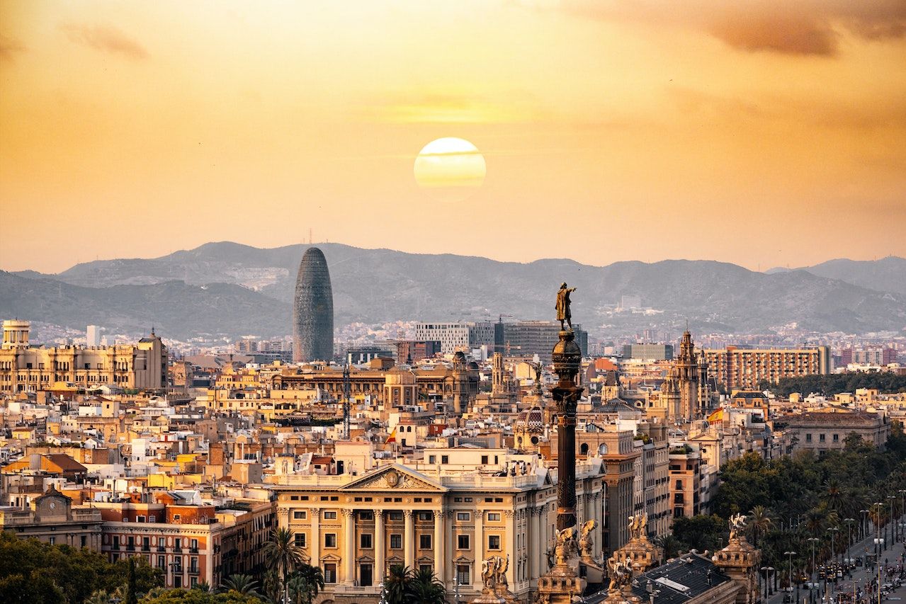 Aerial photography of Barcelona, Spain 