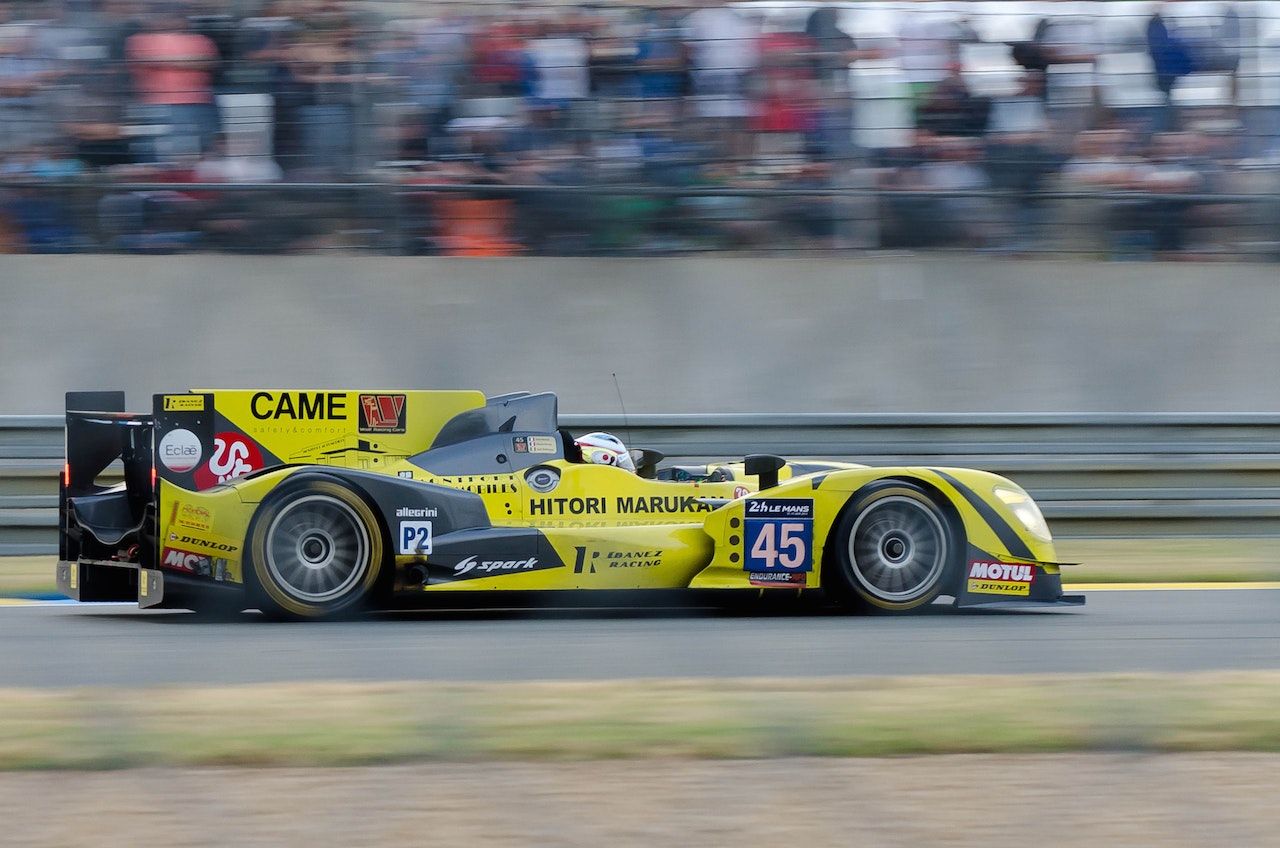 A yellow racing car