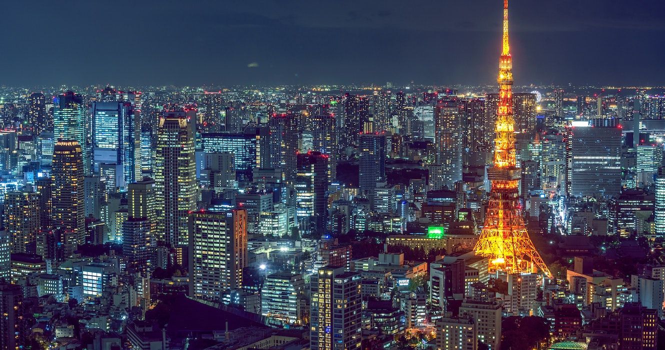 The skyline of Tokyo at night