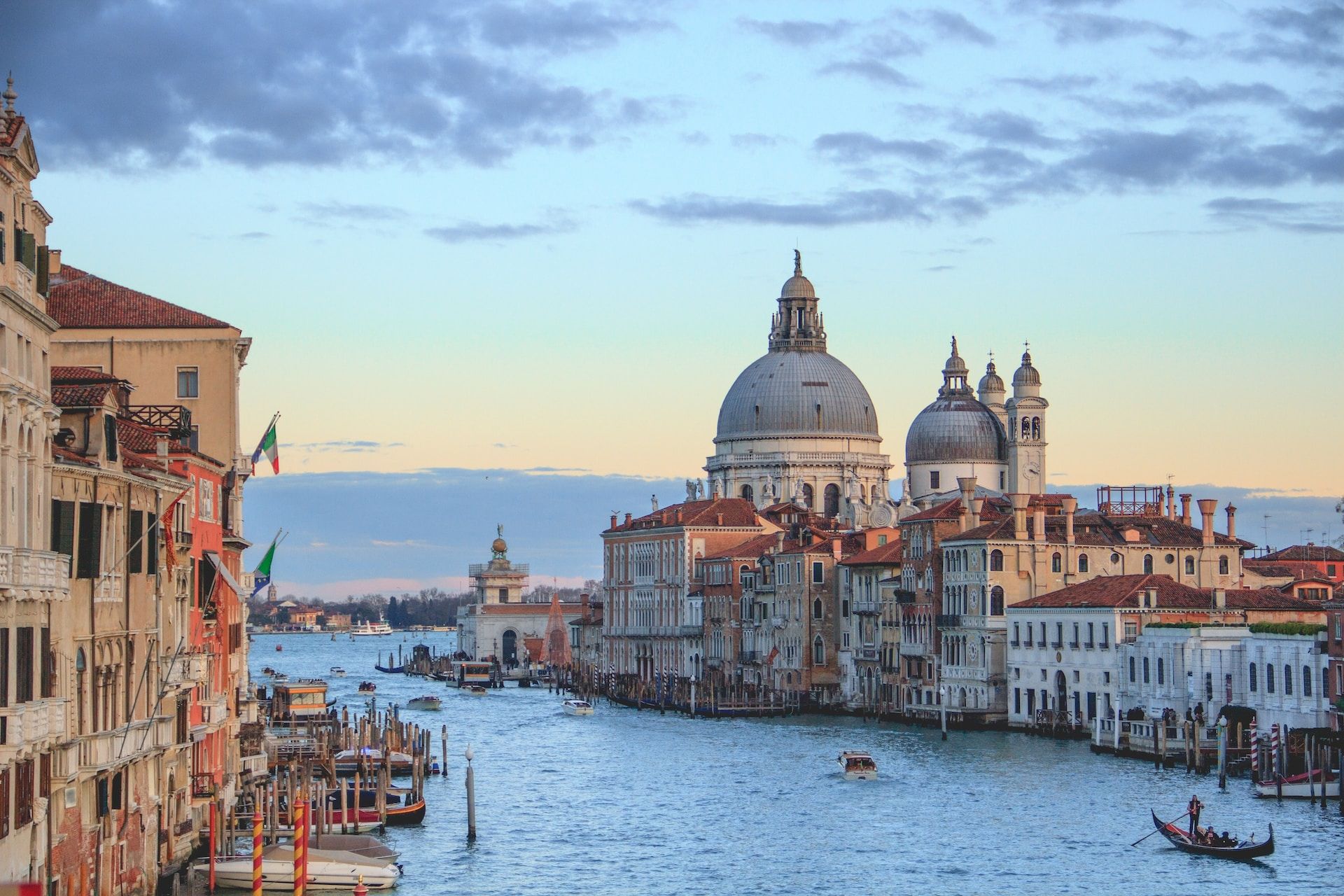 A stunning view of Santa Maria della Salute from the Ponte dell'Accademia bridge, Venice, Italy