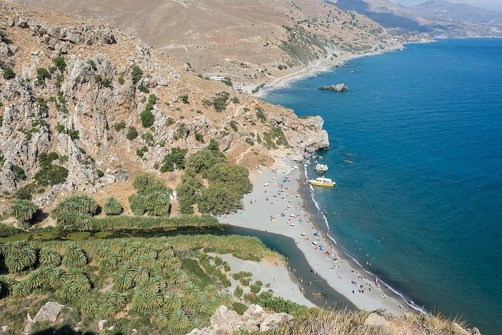 Aerial view of the Prevali Beach Trail in Crete, Greece