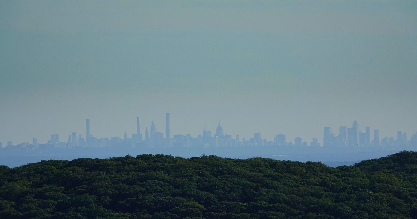 A view of the NYC skyline from the top of Bear Mountain, New York State