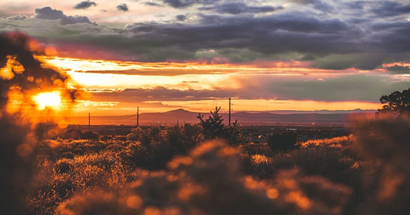 Santa Fe at sunset, New Mexico, United States