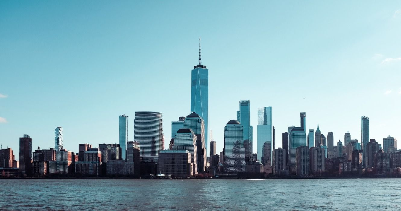 The Manhattan city skyline in New York City, New York, USA
