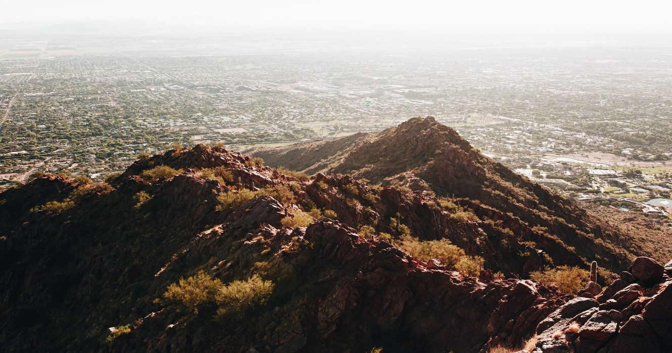 The view from the top of Camelback Mountain in Phoenix, Arizona, USA