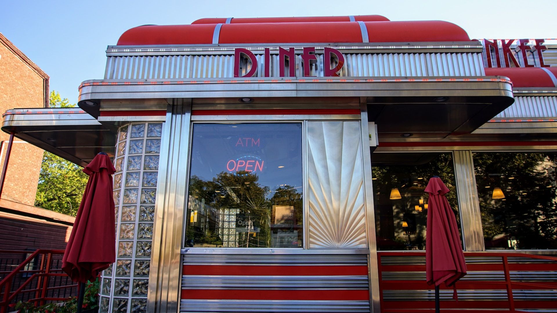 A diner with an Open sign in Connecticut, USA