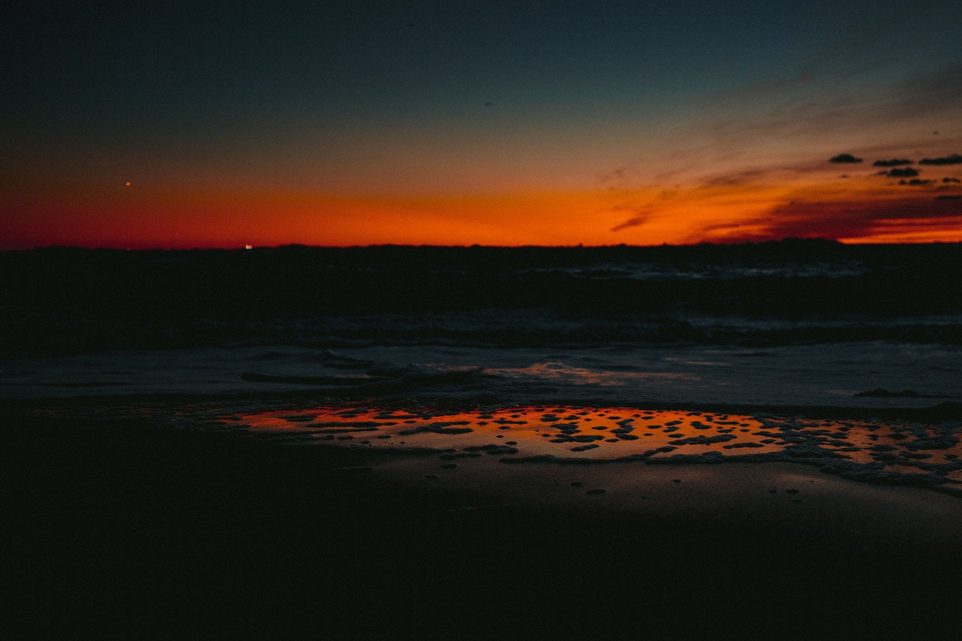 Sunset on a beach in Asbury Park, NJ, USA