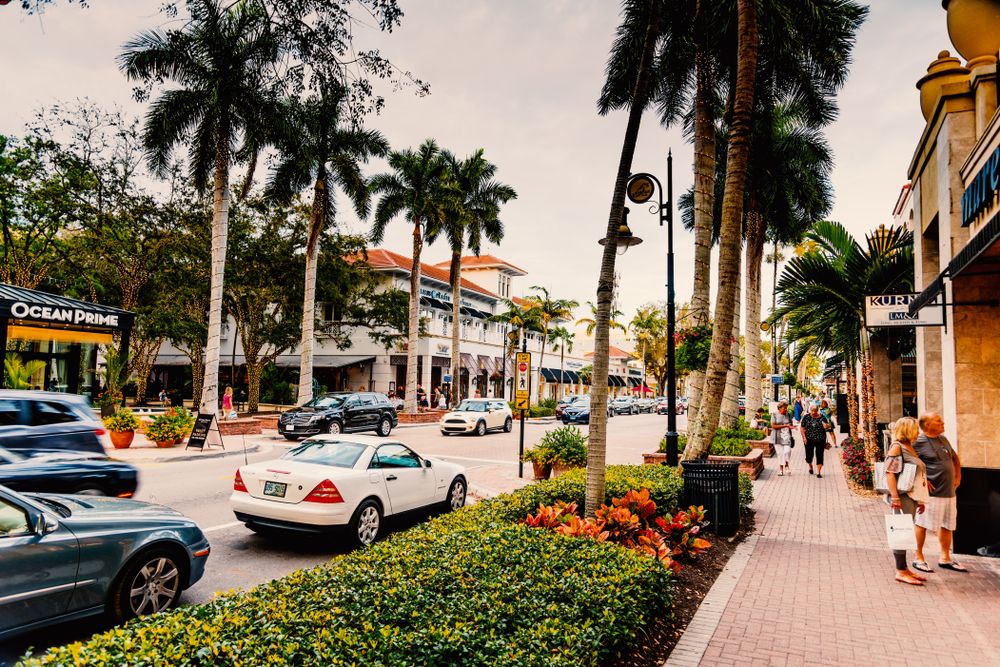 A beautiful street in Naples, Florida, USA