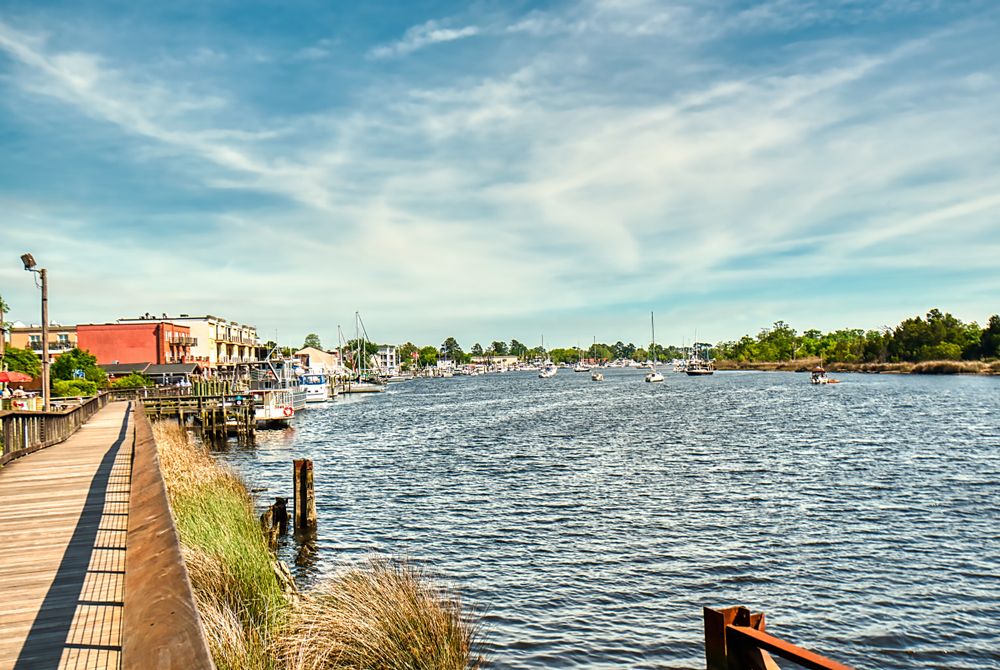 The boardwalk along the river in Georgetown, South Carolina