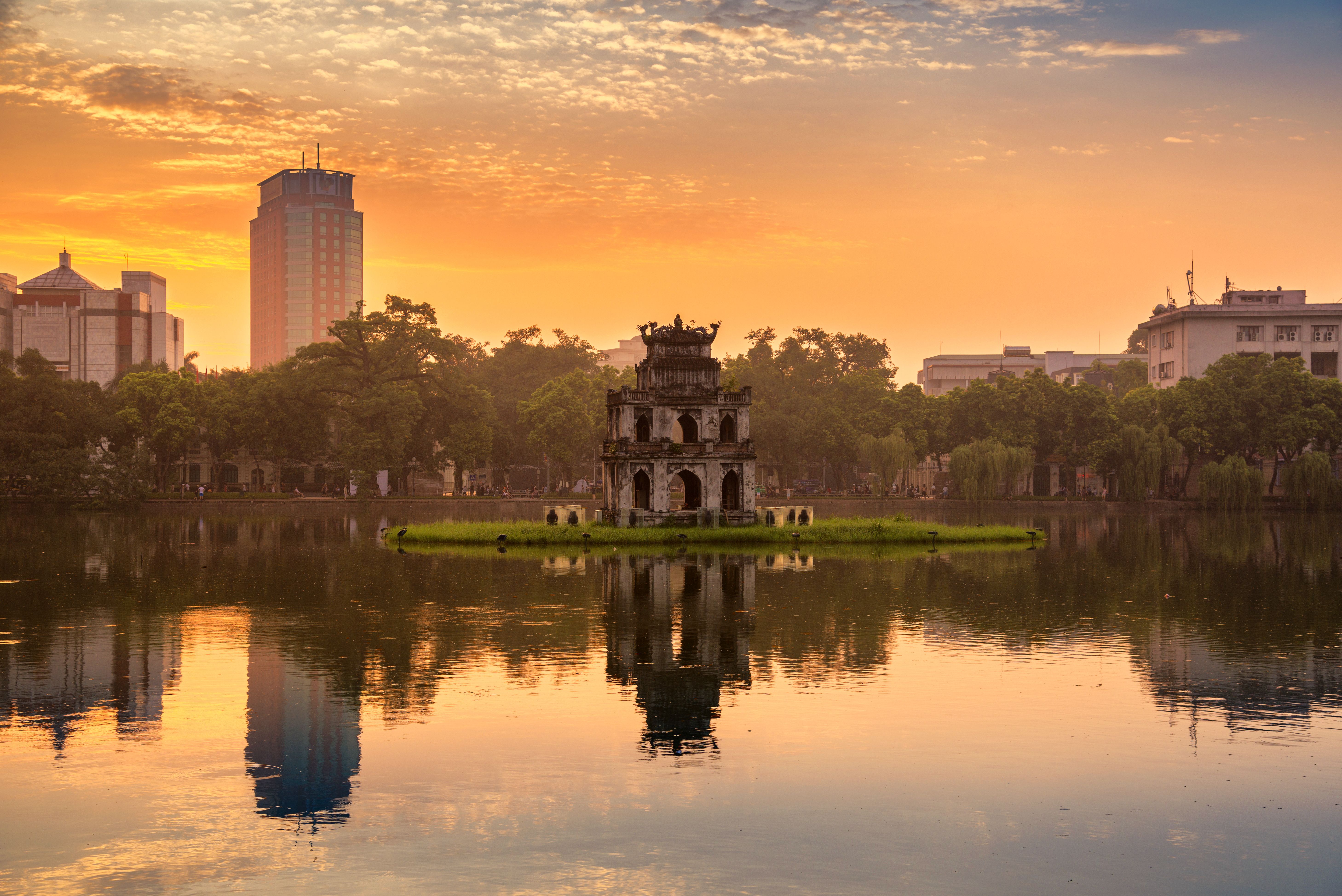 Hoan Kiem Lake and Turtle Tower in Hanoi