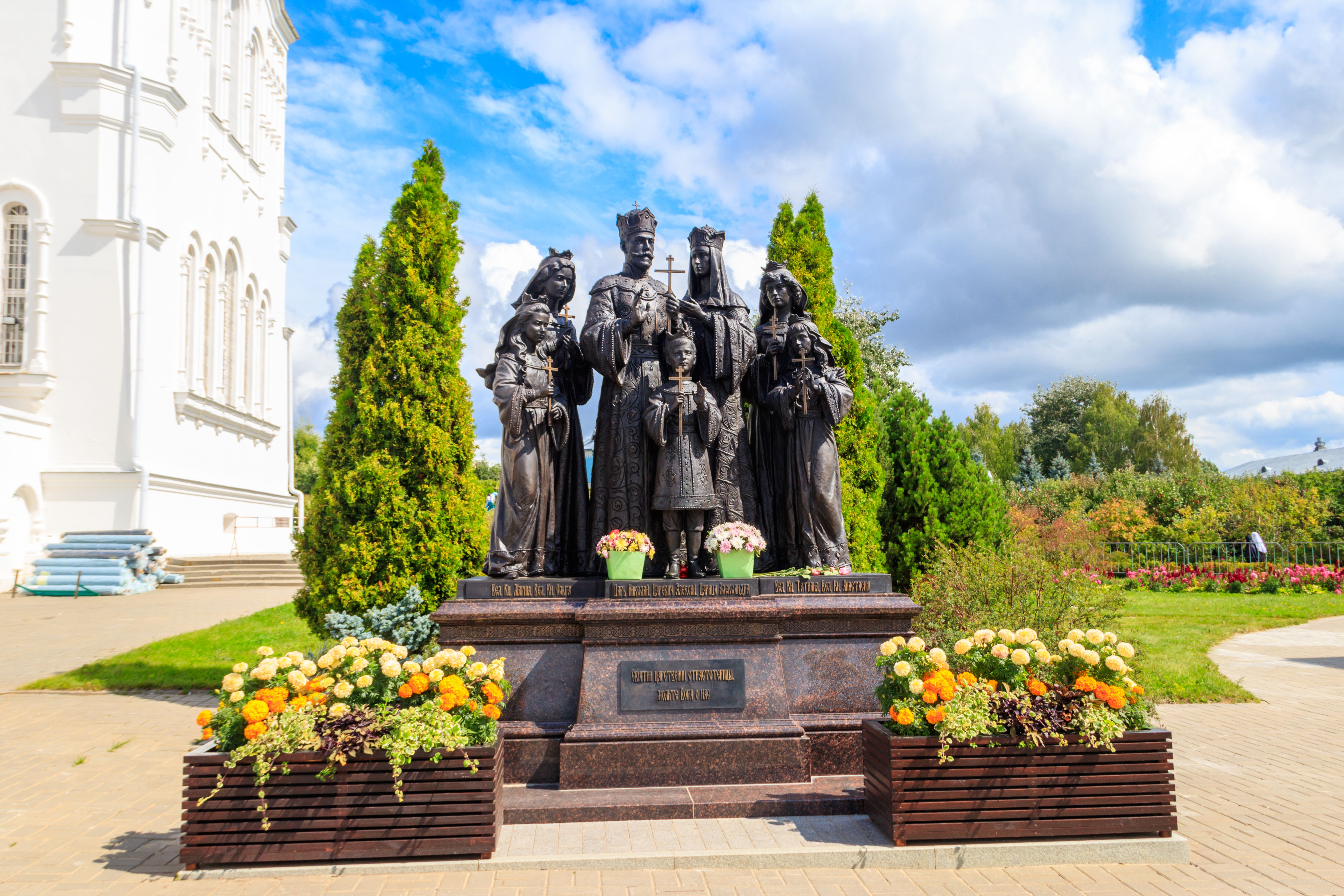 Monument to family of last Russian Emperor Nicholas II Romanov in Holy Trinity-Saint Seraphim-Diveyevo Monastery