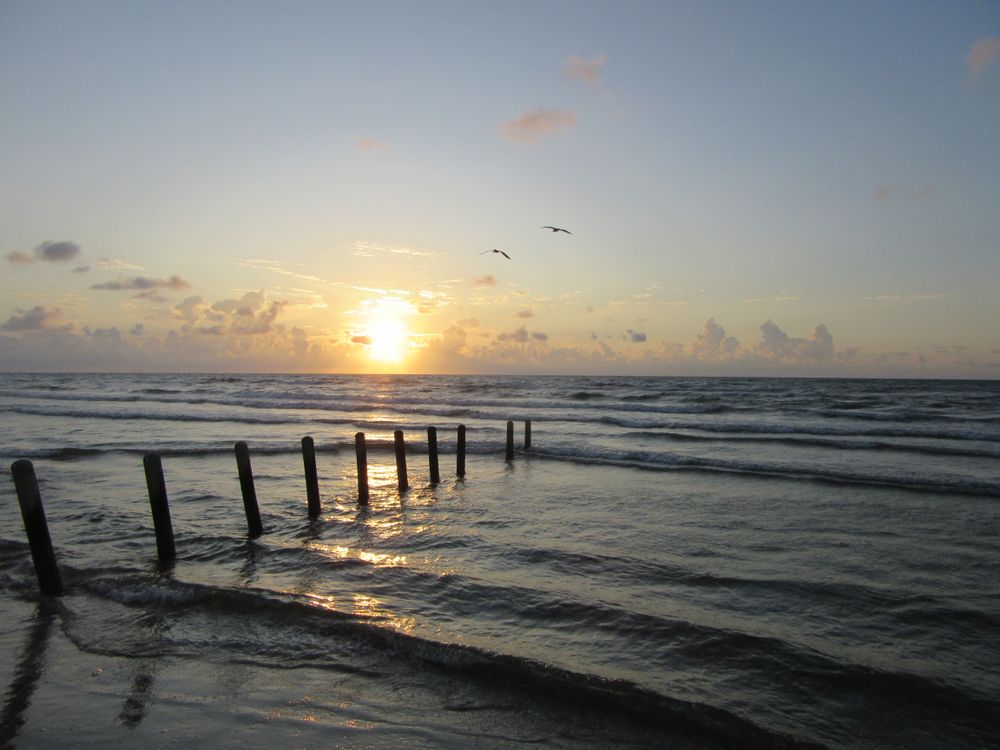 South Packery Channel Beach on sunset