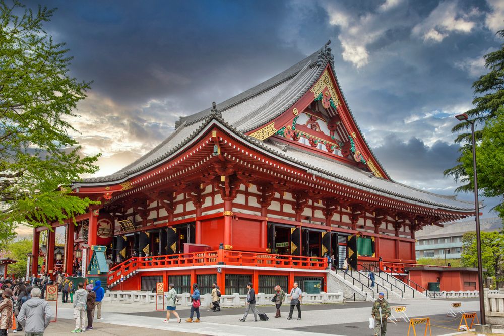 People visiting Senso-ji Temple, Tokyo, Japan