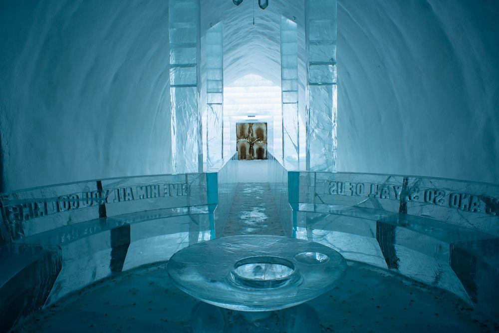Interior of the Ice Hotel in Sweden 