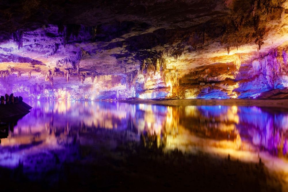 Scenic view of the colorful interior of The Shuanghedong Cave Network