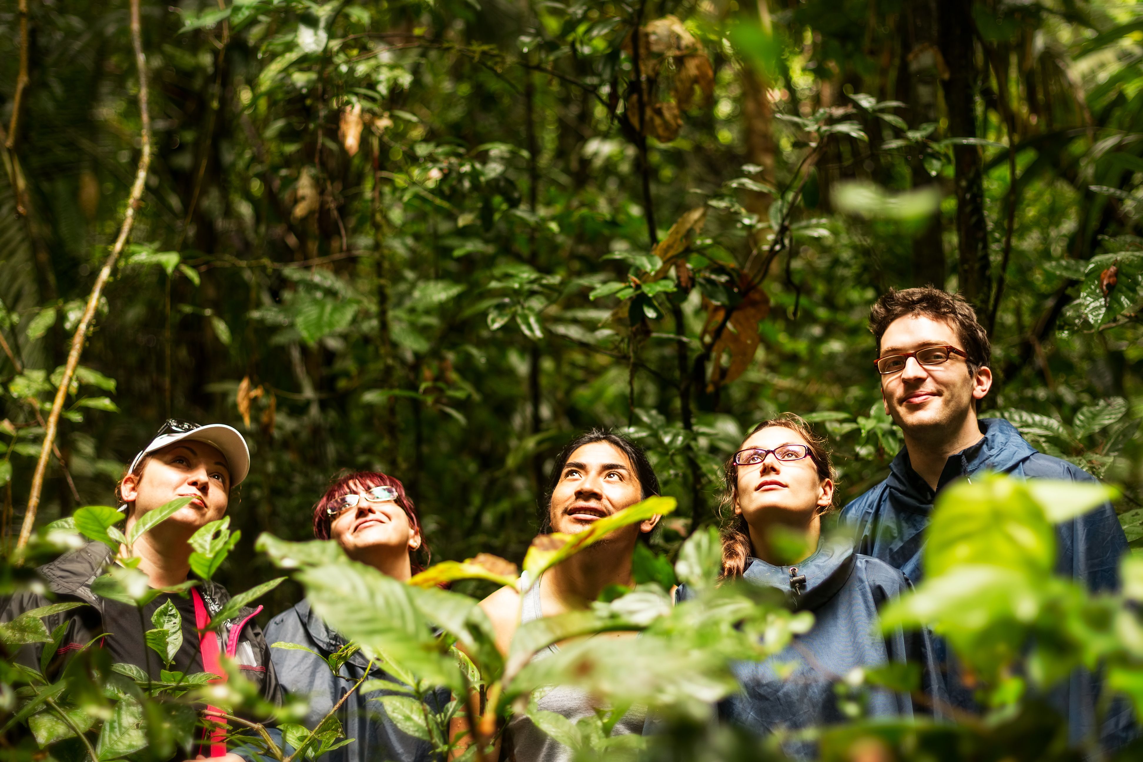 Tourists in Ecuadorian Amazon Rainforest