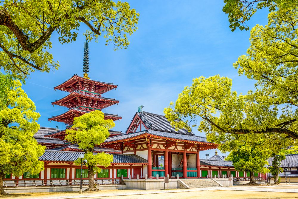 Splendid Shitennoji Temple in Osaka, Japan