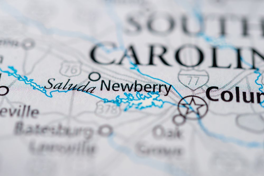 Newberry on the map of South Carolina