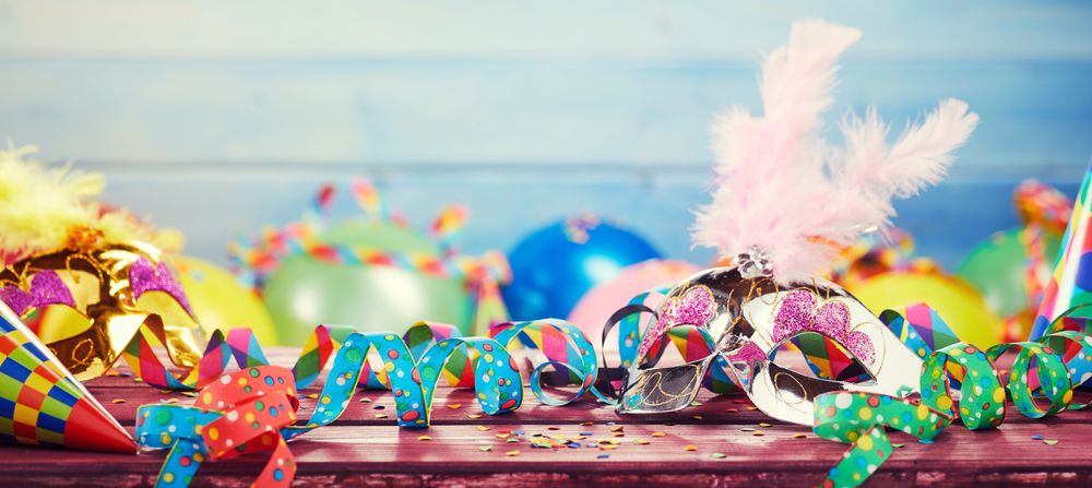 Colorful carnival accessories and decorations