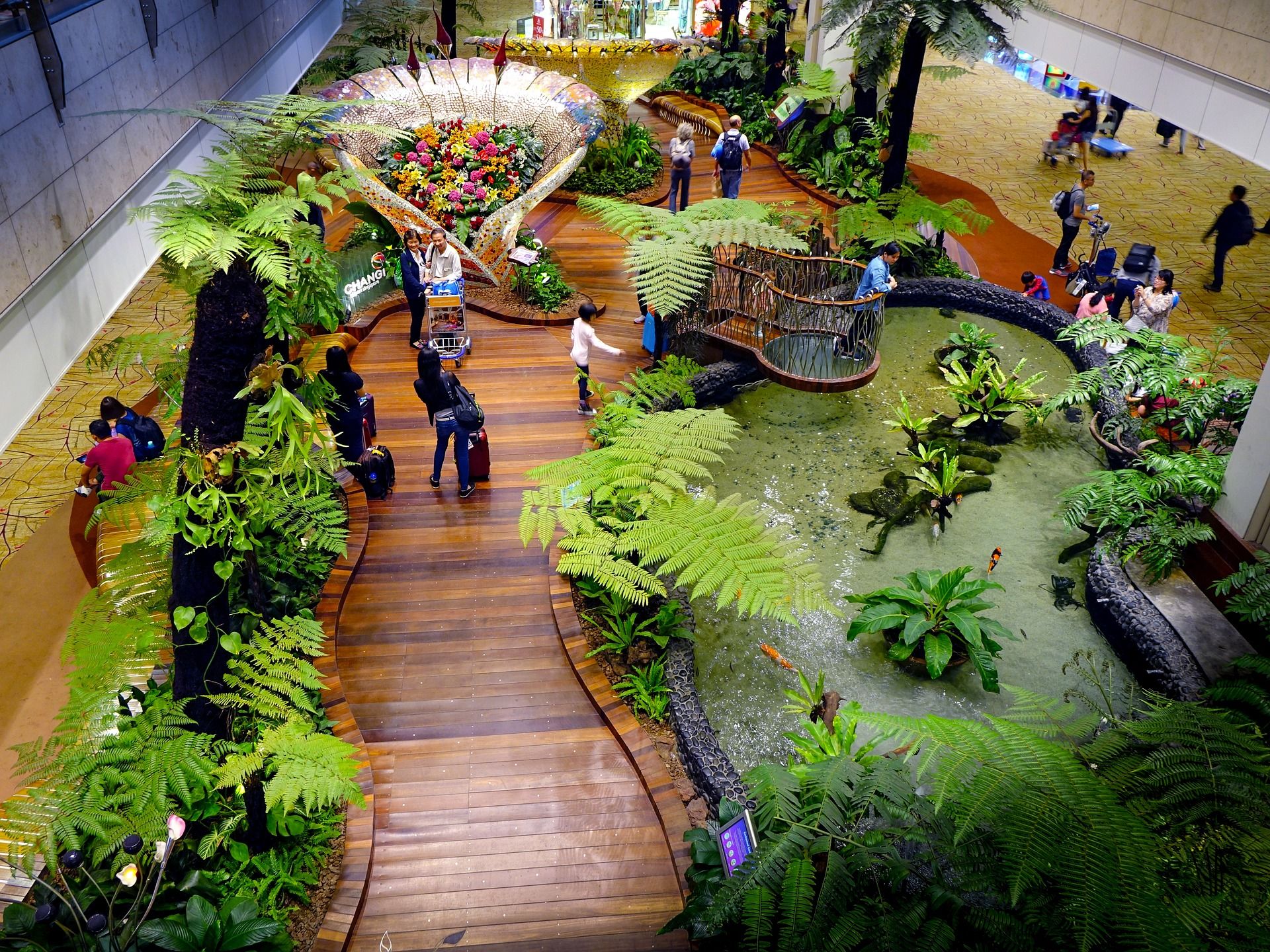 An indoor garden in Changi Airport