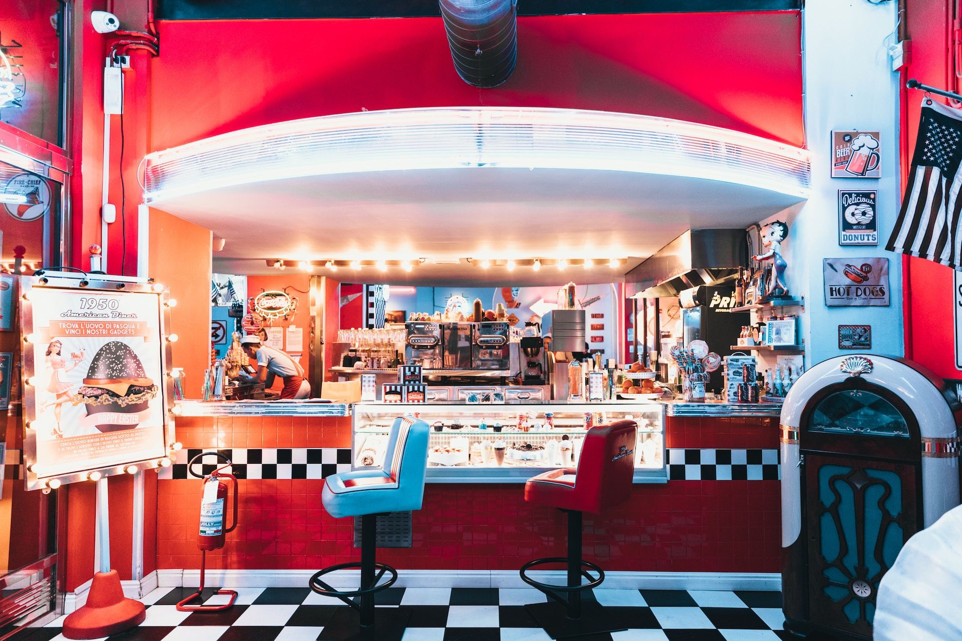 Interior of the Maine diner in Maine