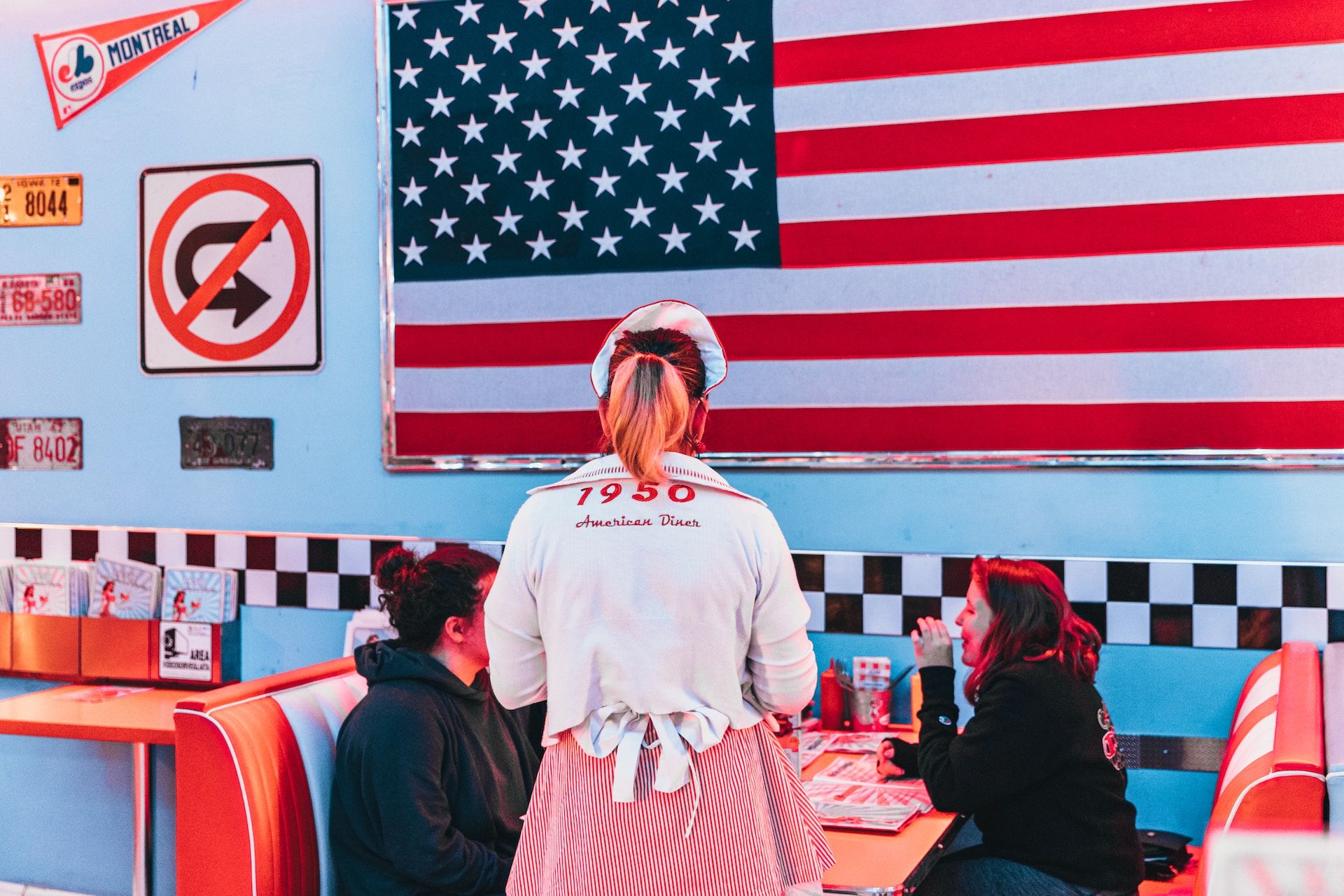 A couple eating at Miss Florence Diner in Northampton, Massachusetts