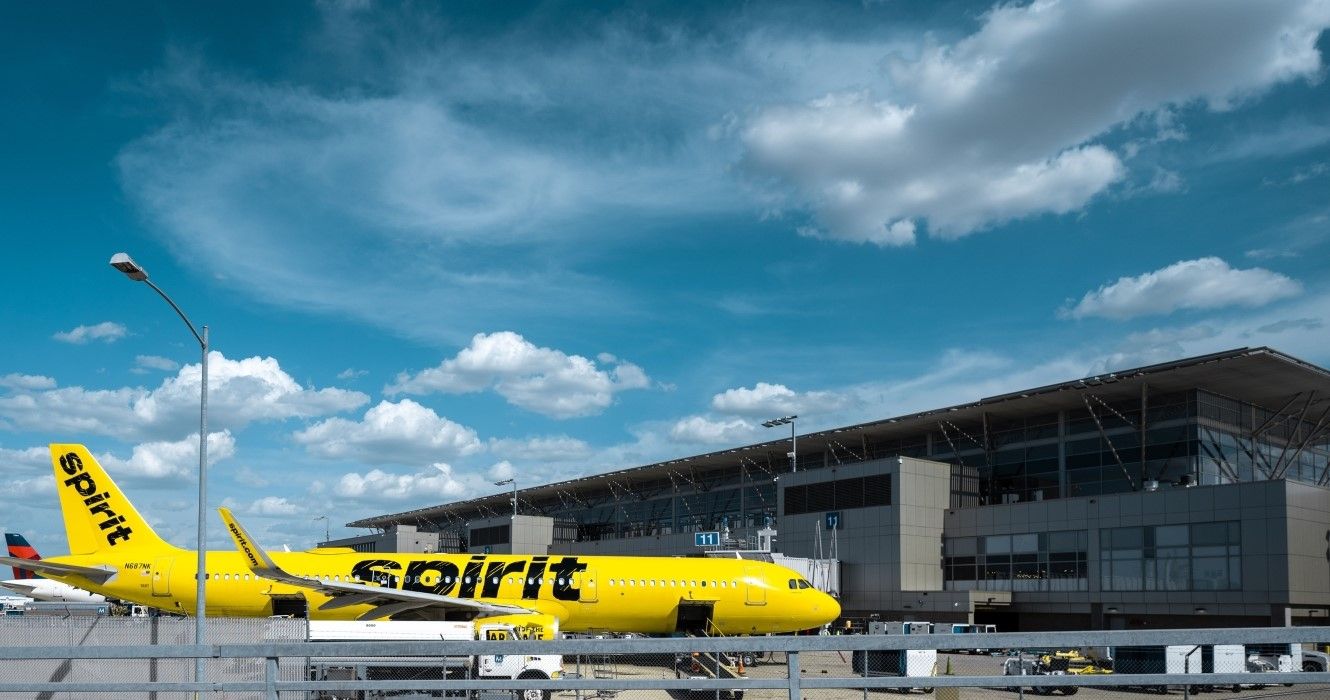 Spirit airplane at the Austin Bergstrom Airport