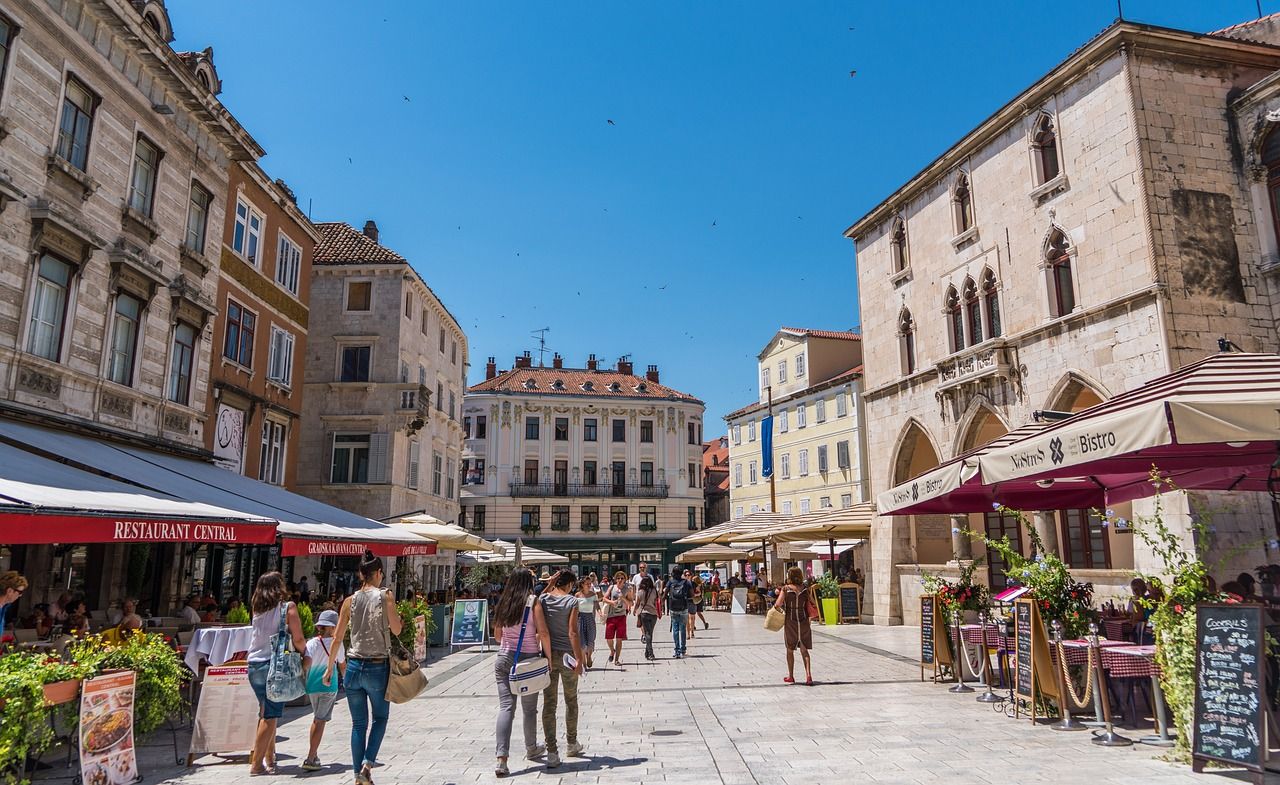 A busy street in Split, Croatia