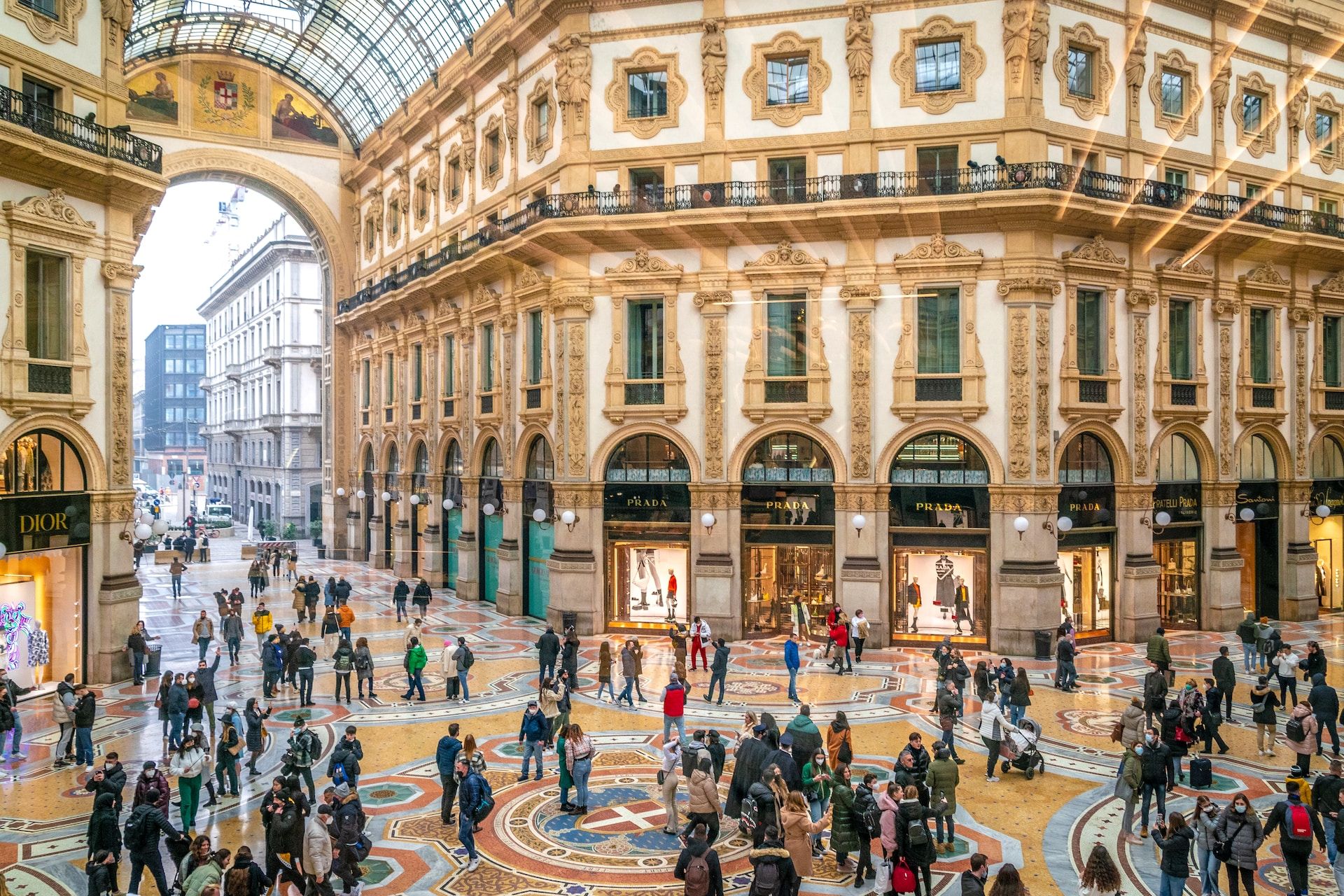 Afternoon shoppers at the Galleria Vittorio Emanuele II in Milan, Italy