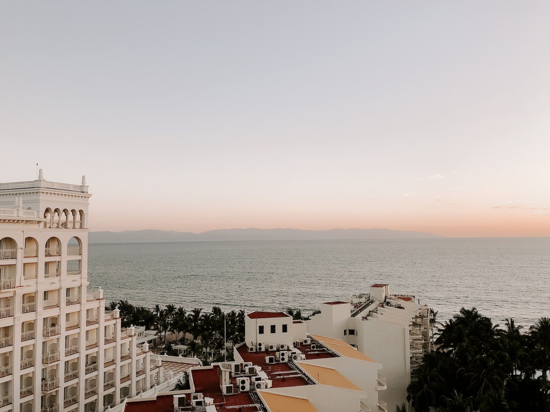 Tops of buildings and the bay in Puerto Vallarta