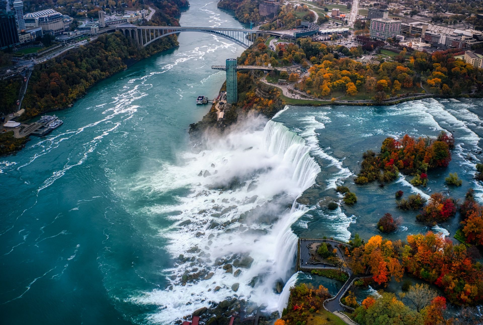 Aerial view of Niagara Falls in New York