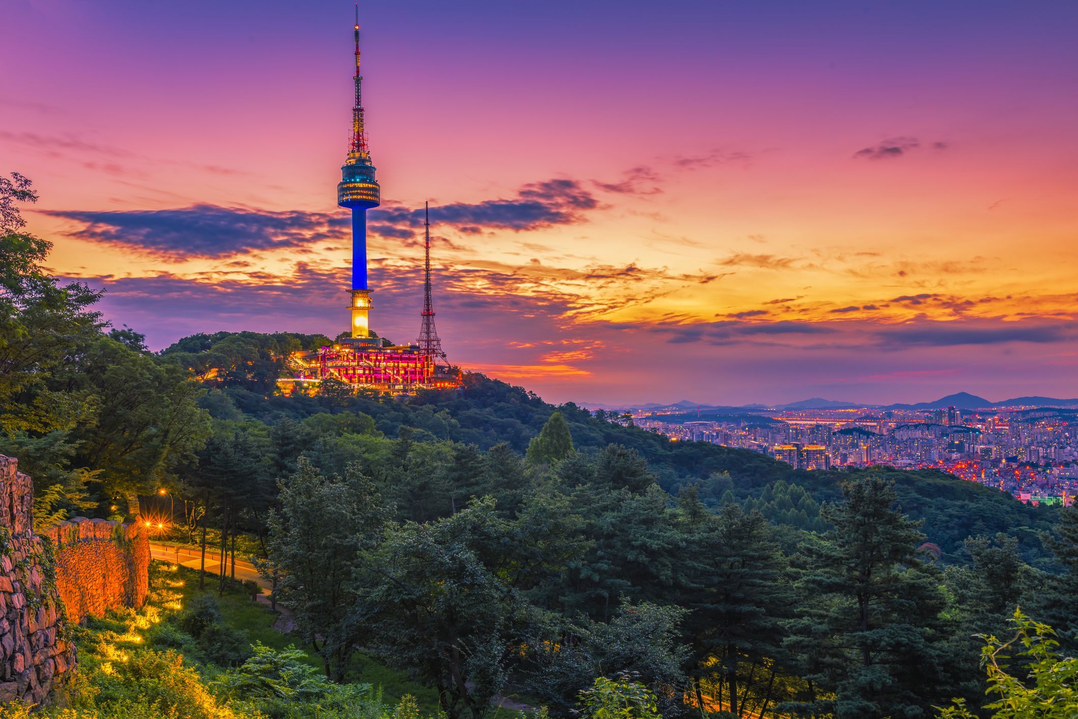 Vibrant Sunset at Seoul City in South Korea