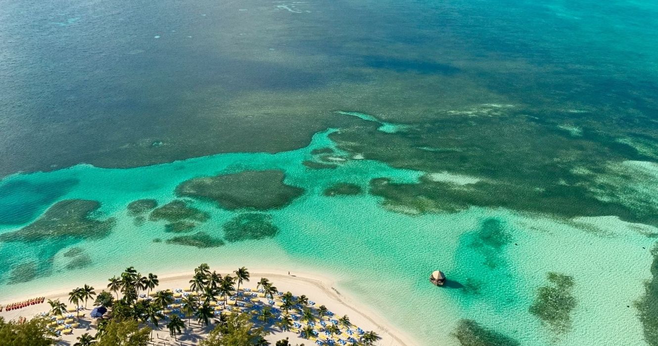 View over a beach in San Salvador Bahamas
