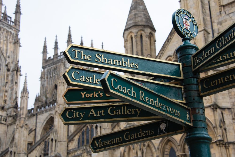 York, England Tour Sign With Directions