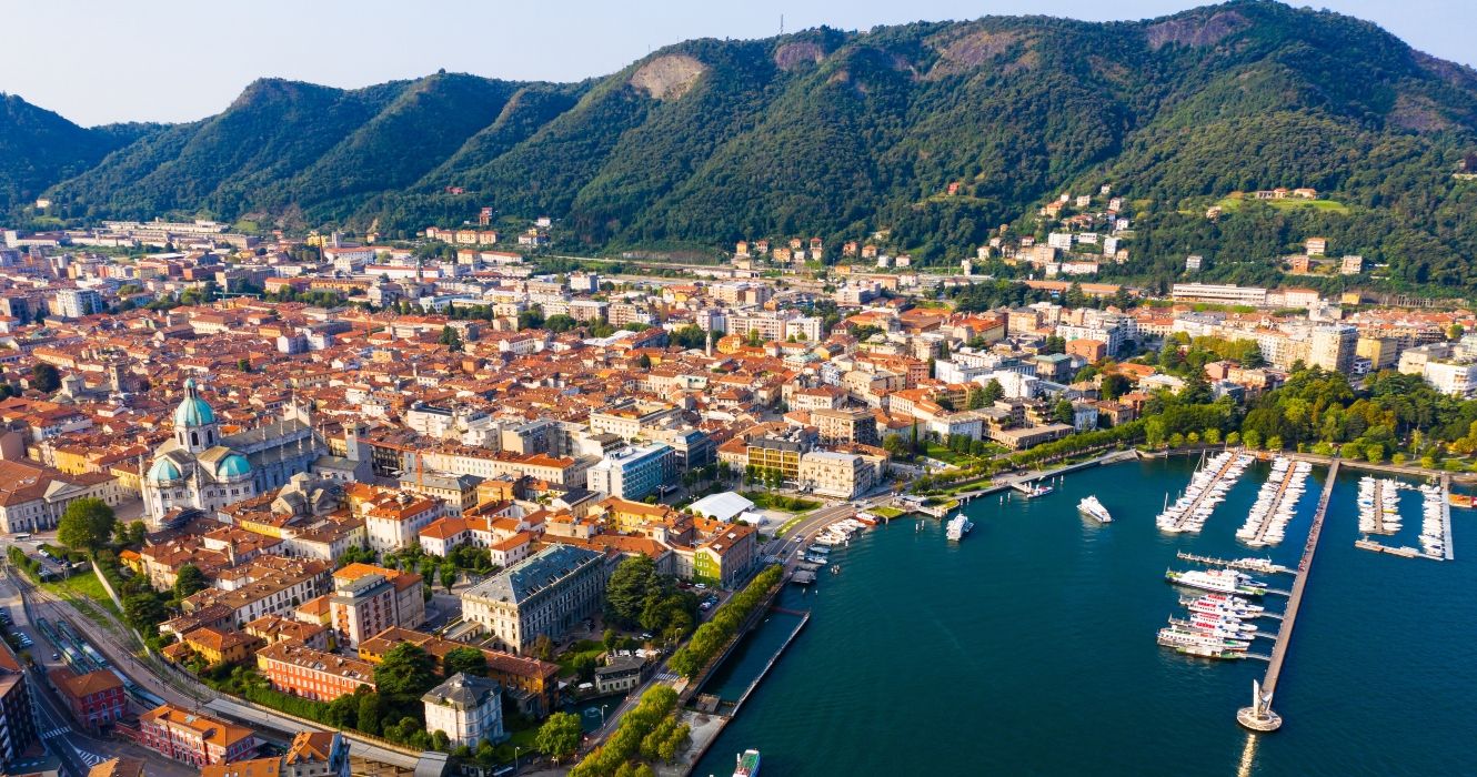 Aerial view of Como City Italy