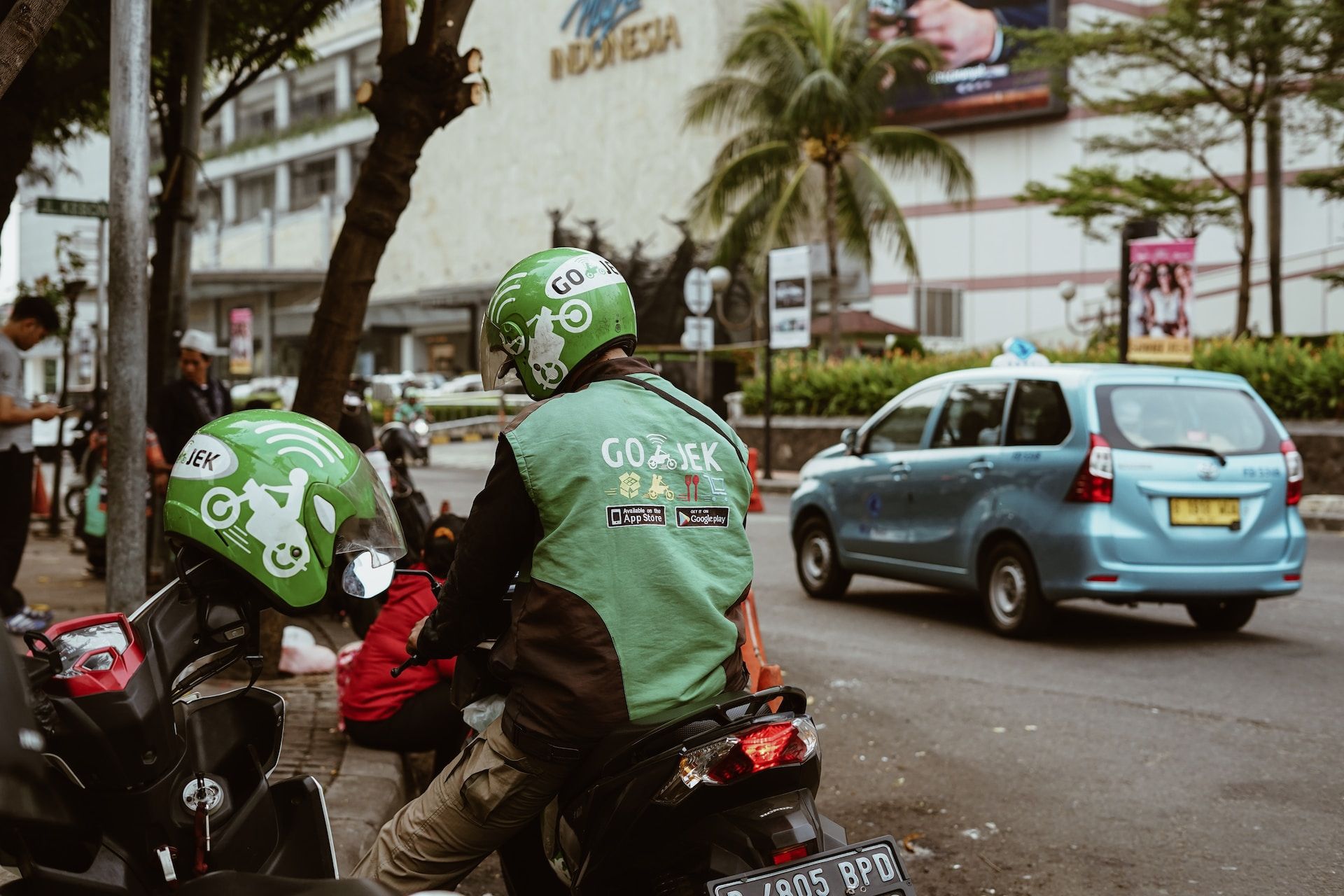 Person on a Gojek bike in Bali
