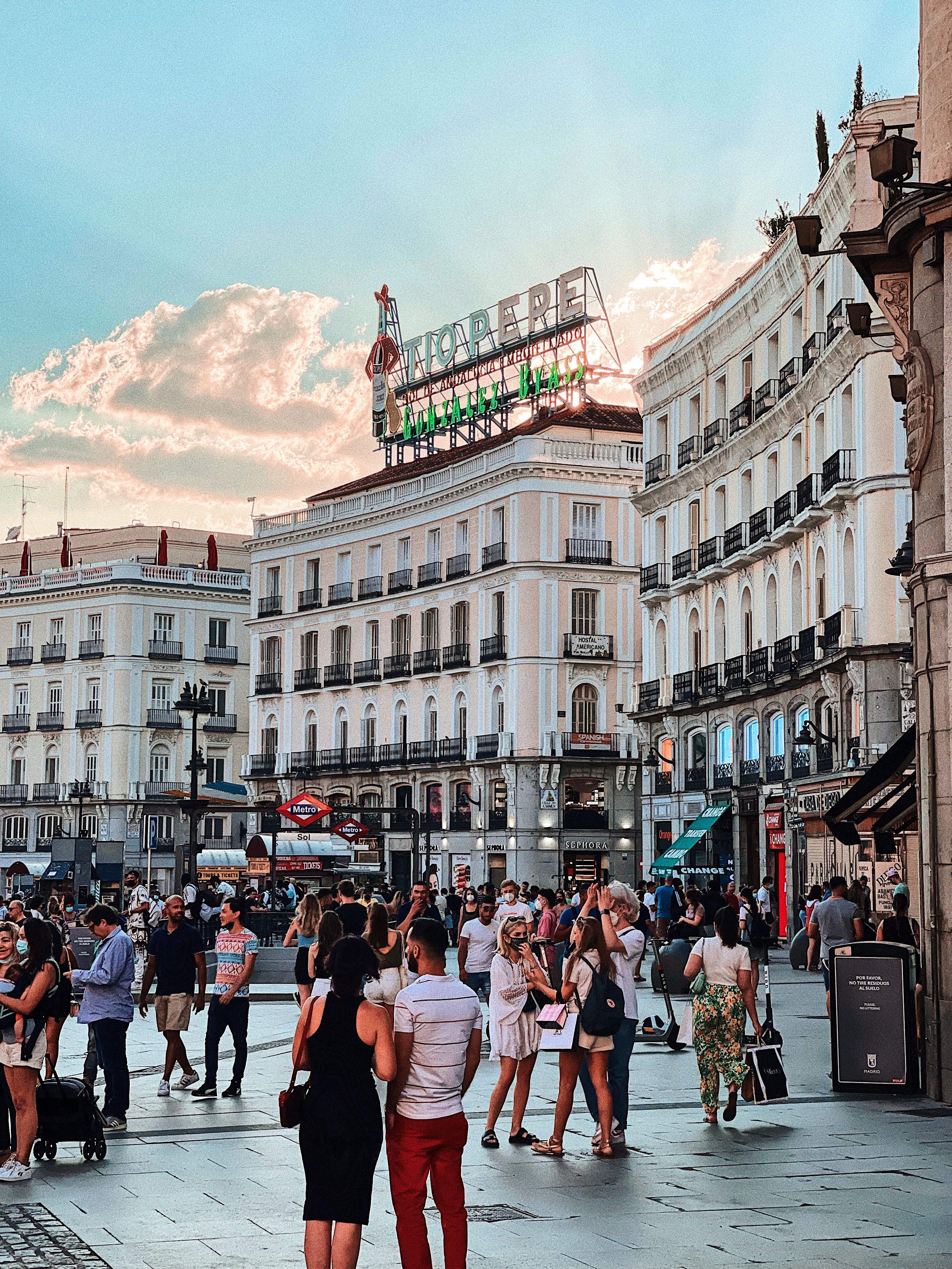 Busy Puerta Del Sol, Madrid