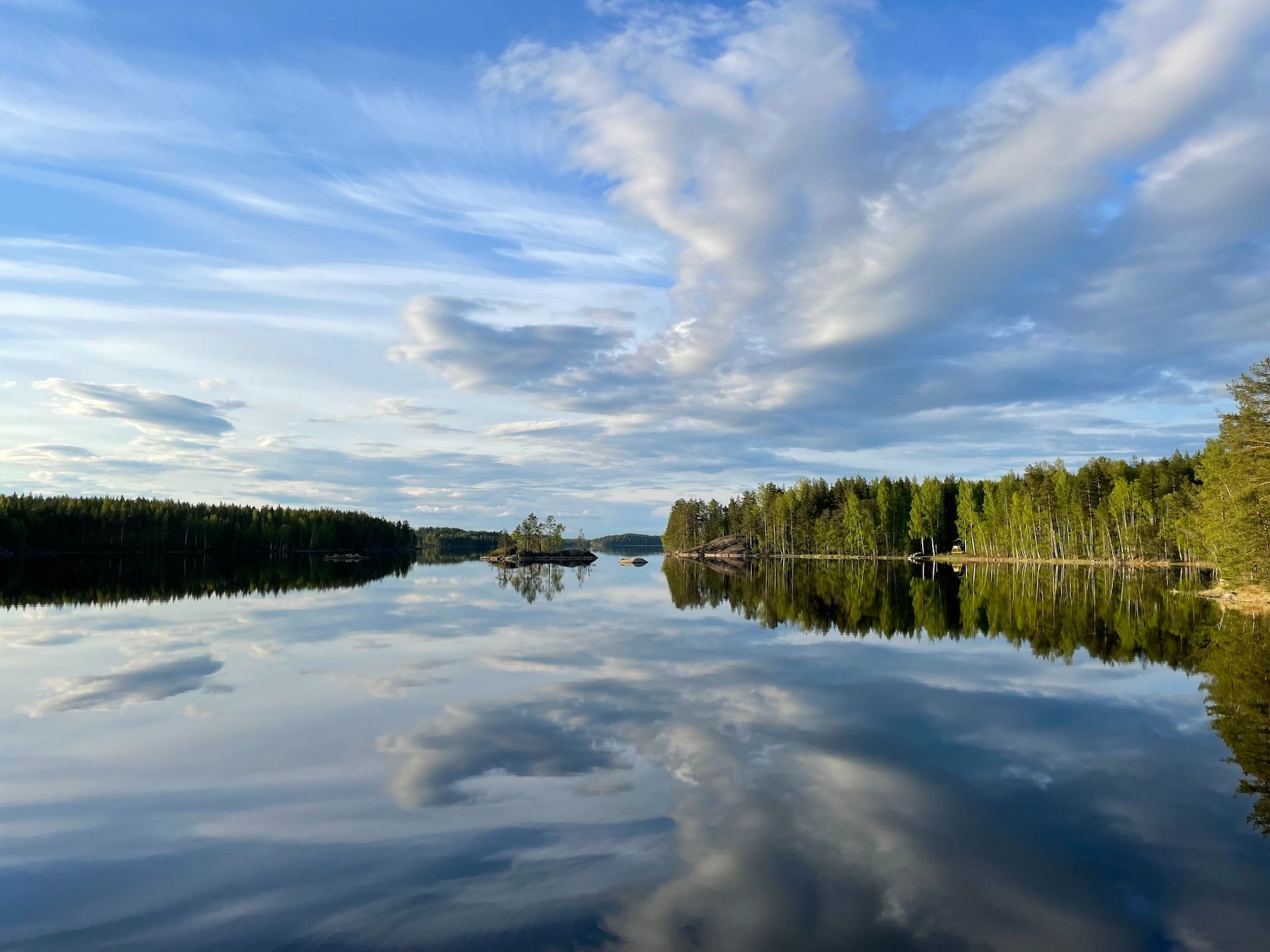 Lake Saimaa in Finland under a cloudy sky