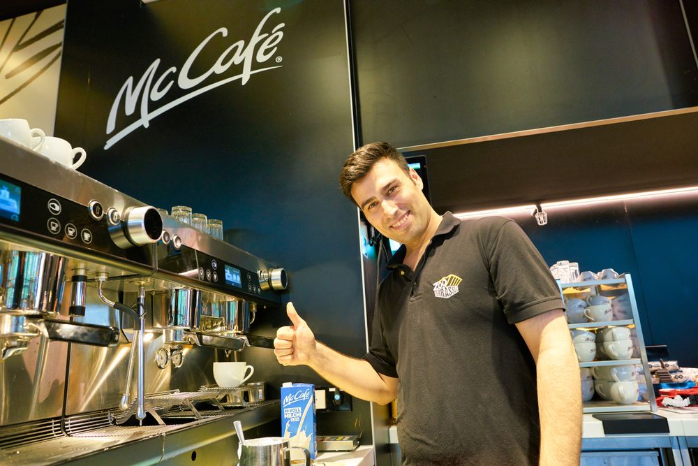Barista at McCafe in Berlin, Germany