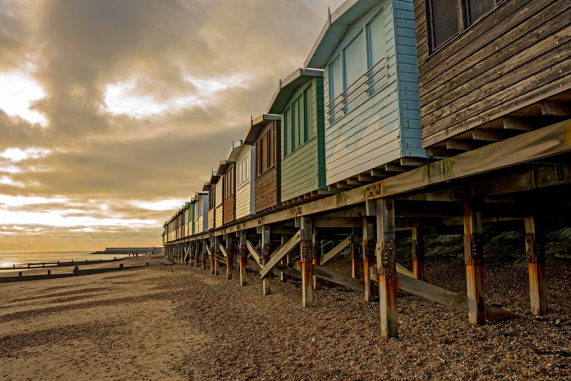 Huts on a beach in the U.K.
