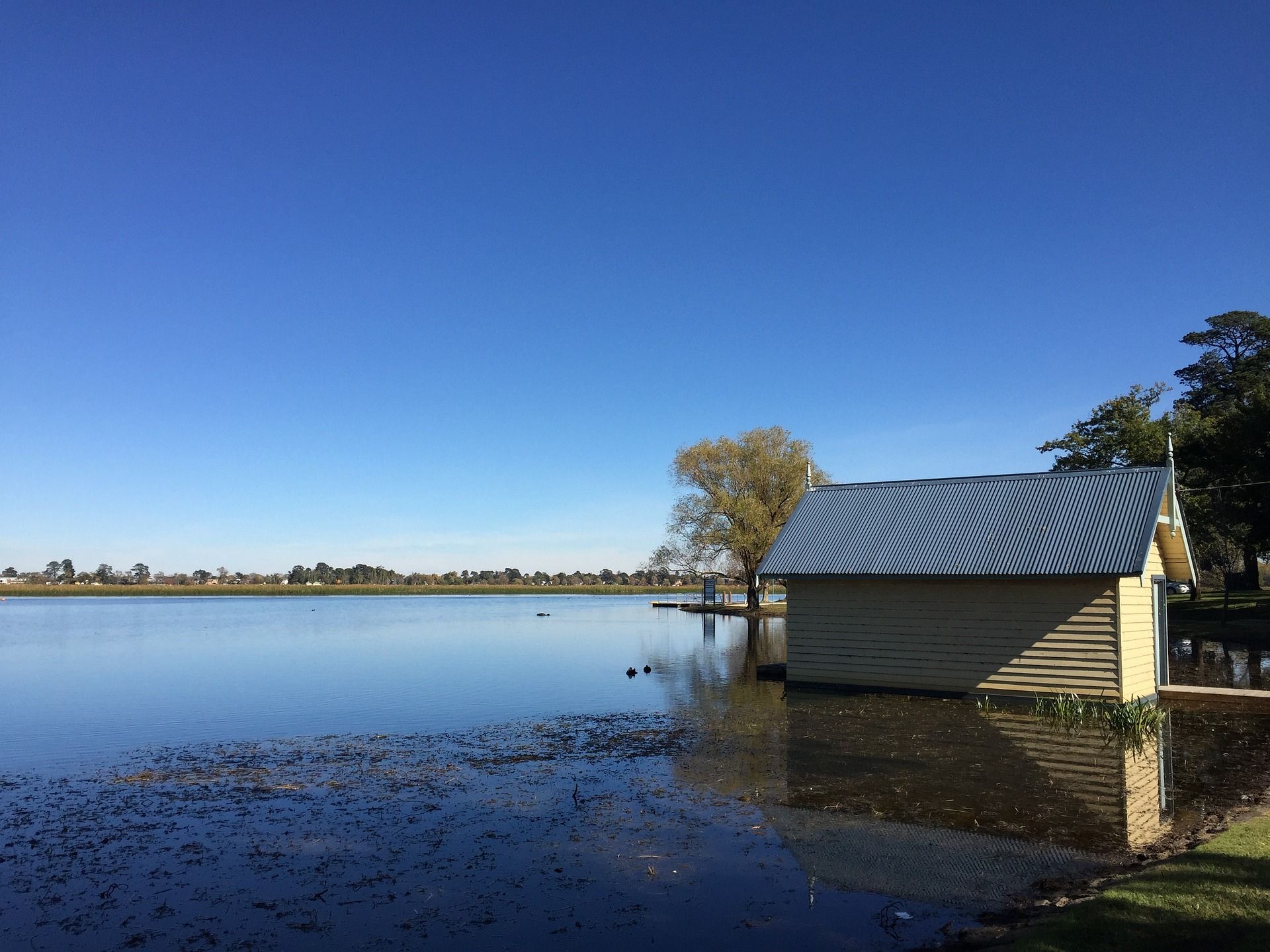 A boathouse by the water in Ballarat, Australia