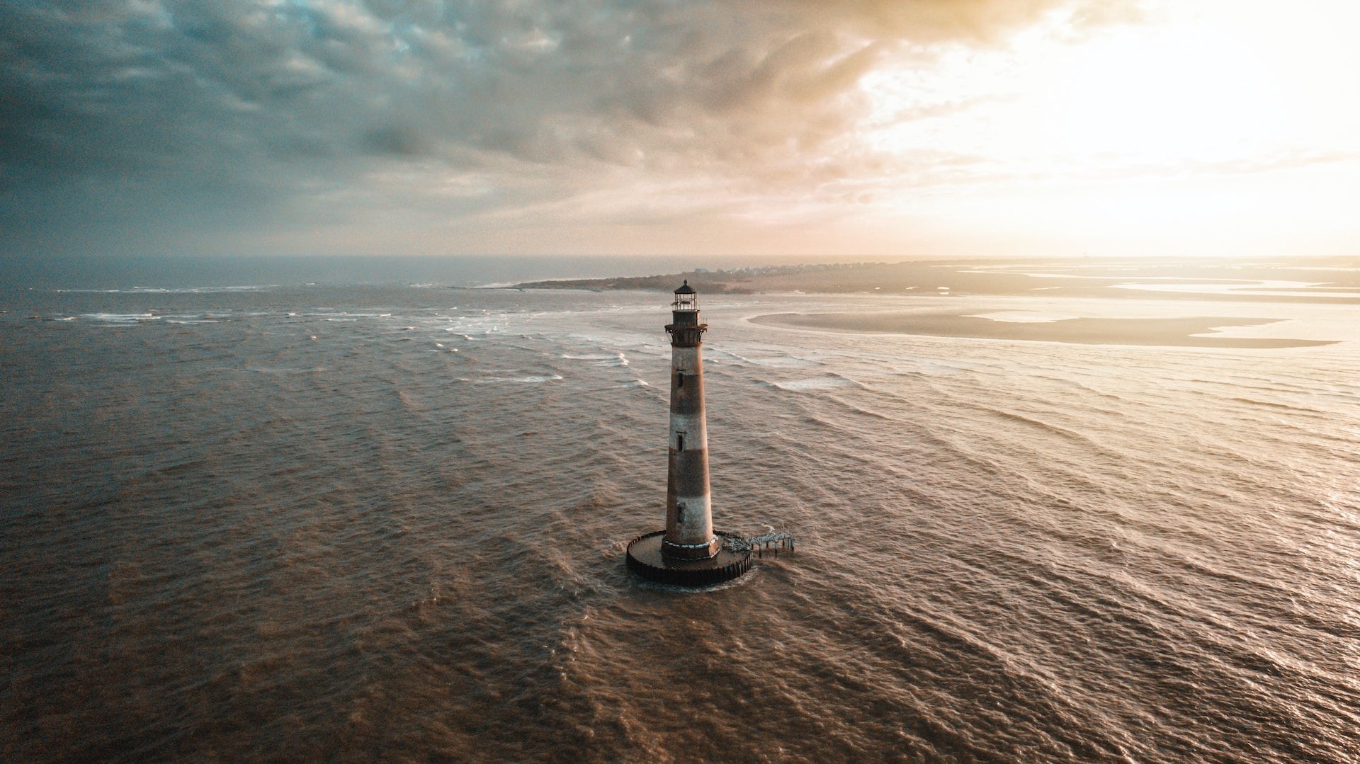 Aerial view of Morris Island lighthouse