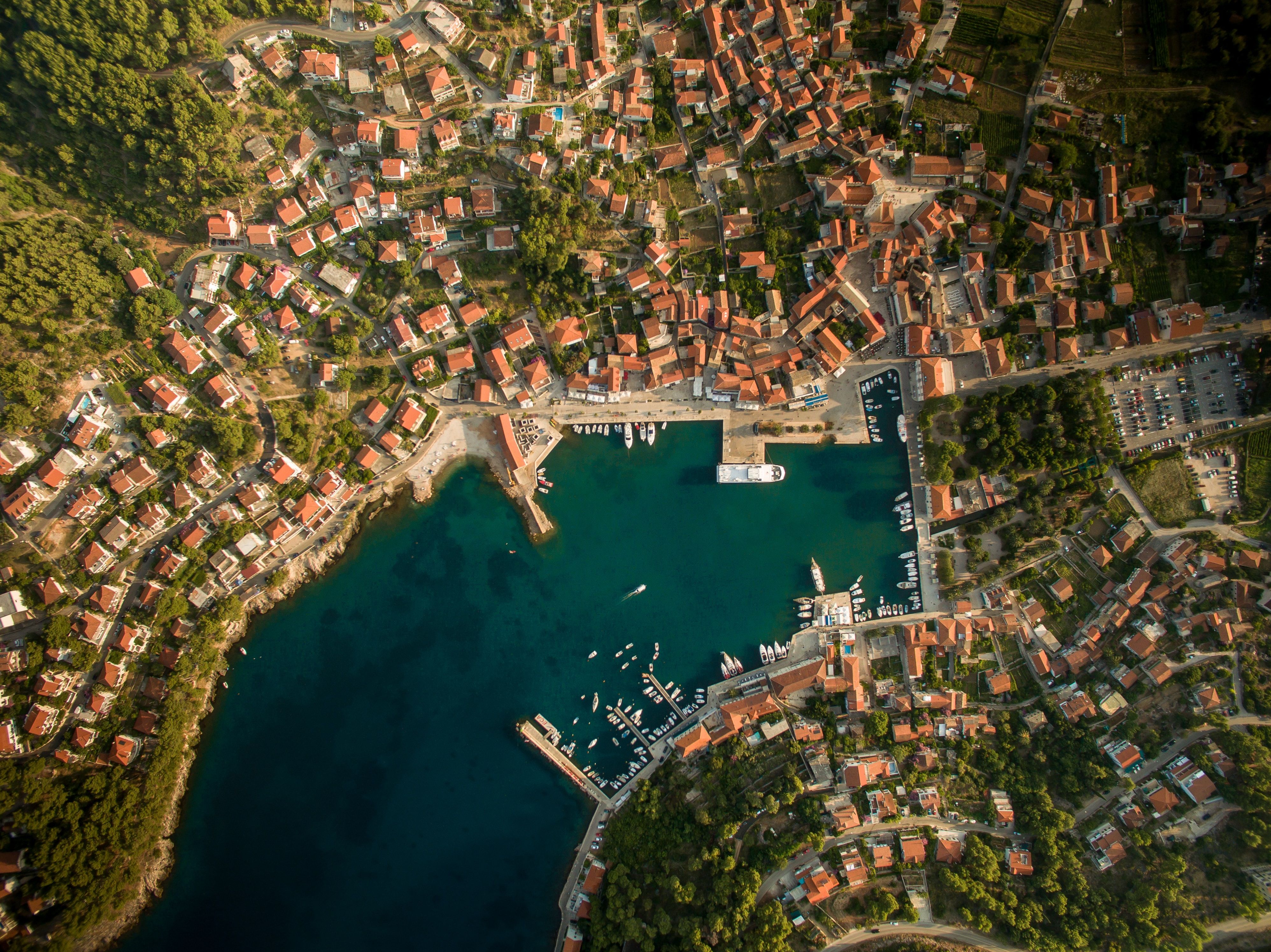 Croatian Town On Hvar island from above