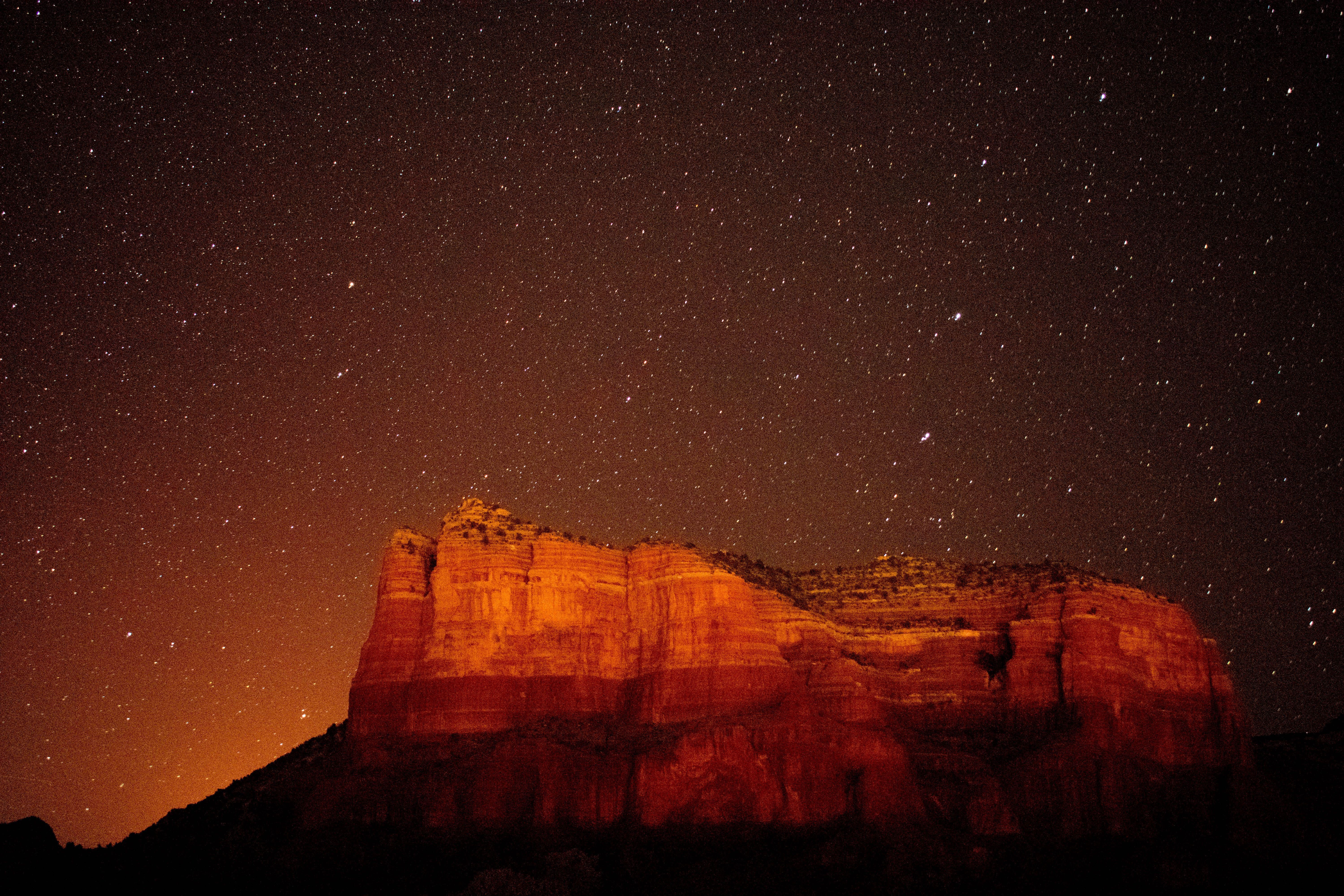 Red Rocks and Beautiful Night Sky in Sedona Arizona